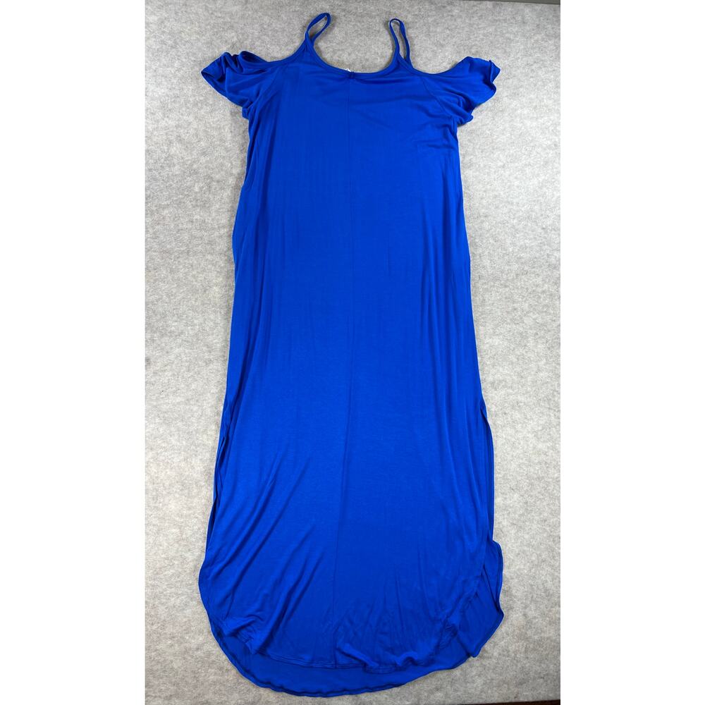 Pinkblush Maternity Royal Blue Cold Shoulder Maxi Dress Pockets Size Large - Picture 4 of 10